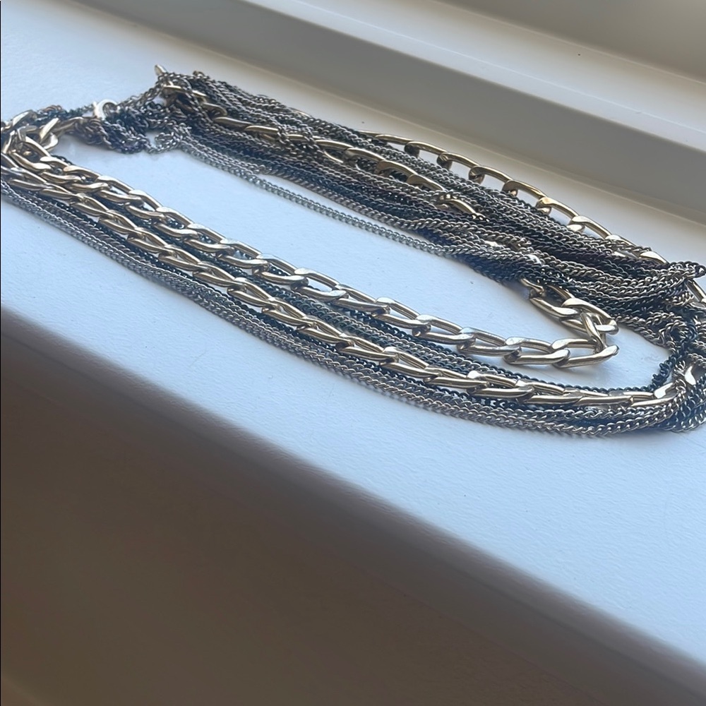 Elegant Silver and Gold Chain Necklace